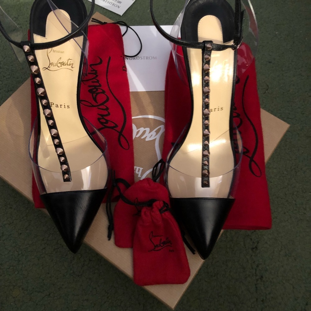 Christian Louboutin Nosy Spikes Leather&PVC Pumps